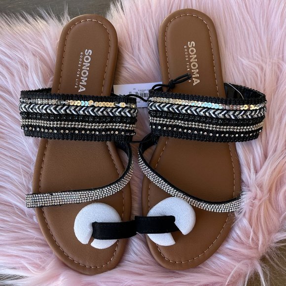 Sonoma Shoes - Sonoma Boho Slide Sandals With Bling Women Size Small